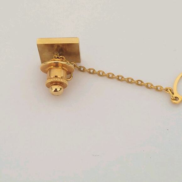 Louis Vuitton LV Tie Necktie Pin Gold Tone Logo Square Vintage Small - Picture 2 of 5